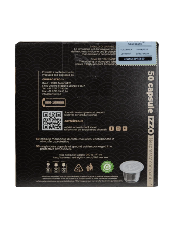 Izzo Nespresso Gran Crema 50 kapsulek tyl.png