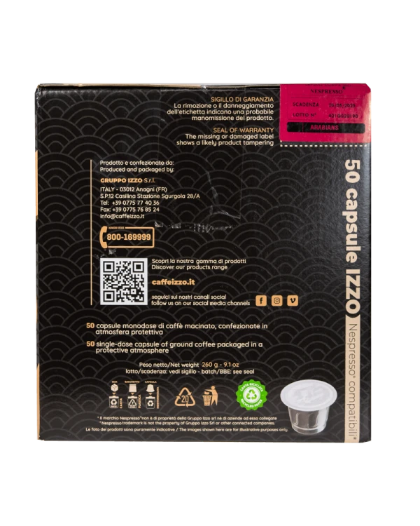 Izzo Nespresso Gran Crema 50 kapsulek tyl.png