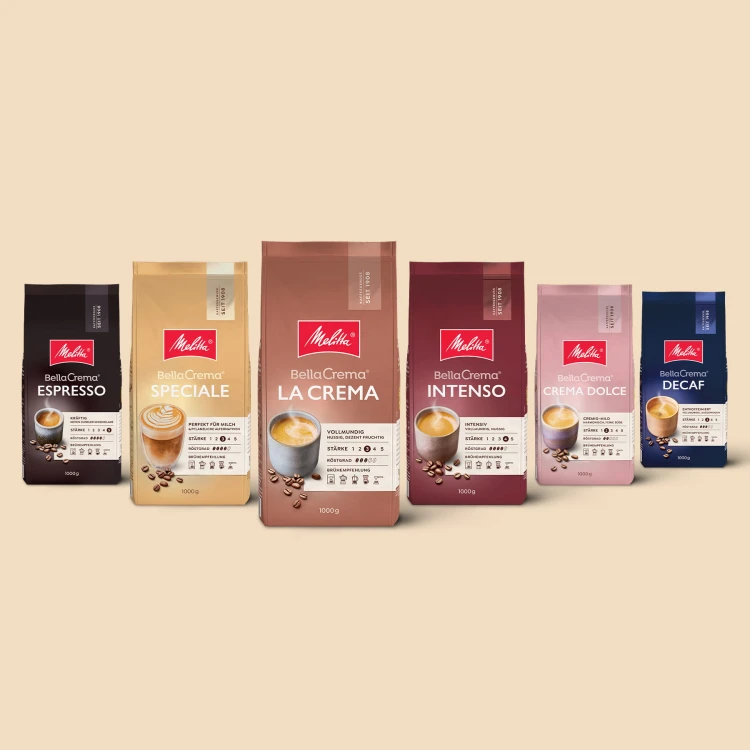 rodzina kaw ziarnistych Melitta z serii Bella Crema