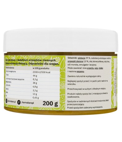 Przejdź do produktu Krem wegański Karma Bars Pistacjowy Crunchy 200g