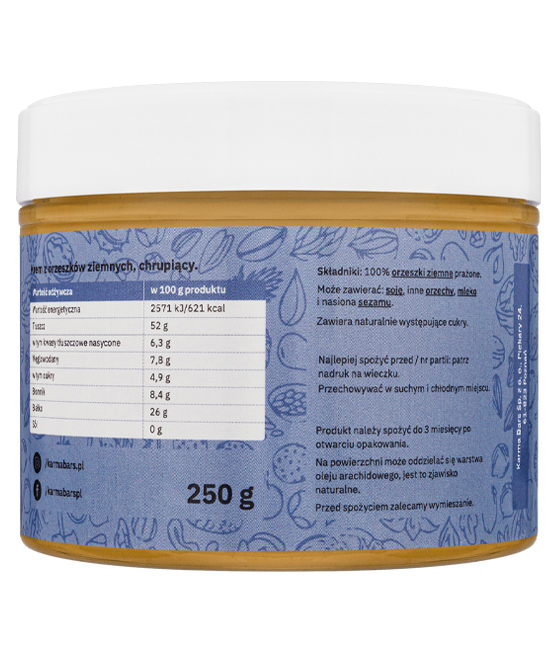 krem orzechowy KarmaBars Peanut Butter Crunchy 250g