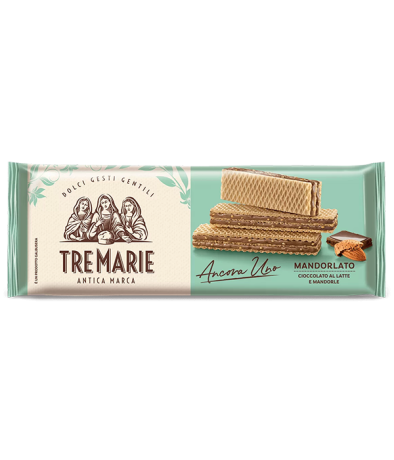 Przejdź do produktu Wafle z nadzieniem czekoladowo-migdałowym TRE MARIE 140g  