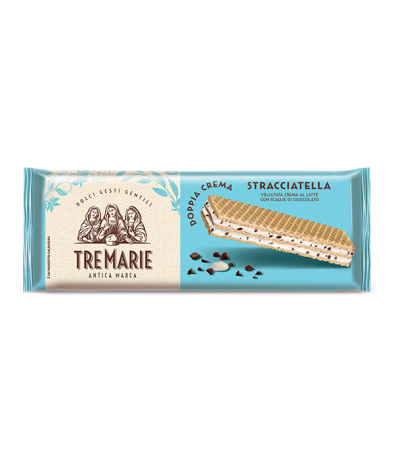 Przejdź do produktu Wafle z nadzieniem stracciatella TRE MARIE 140g   